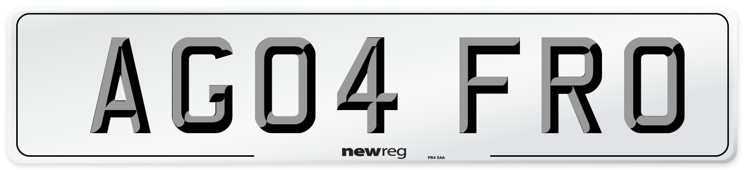 AG04 FRO Number Plate from New Reg